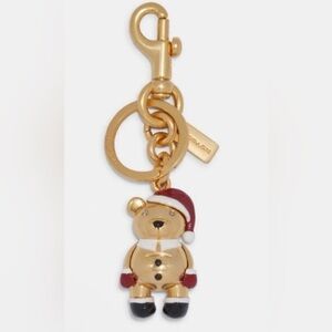 Coach Gold Santa Bear Keychain